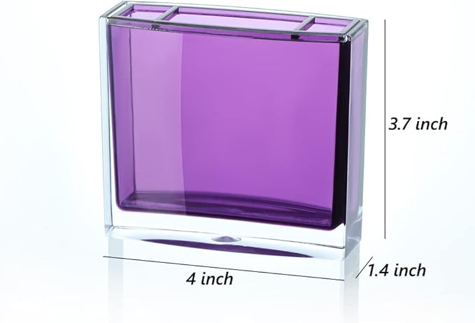 4pcs Purple Bathroom Accessories Set, Includes Soap Dispenser, Toothbrush Holder, Soap Dish and Tumbler