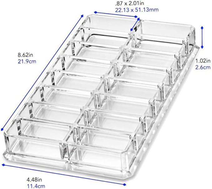 Acrylic Eyeshadow Makeup Organizer 16 Space Cosmetic Storage Container Clean Makeup Organizing Tray For Bronzer, Highlighter,Powder,Blush Cosmetic Organisers