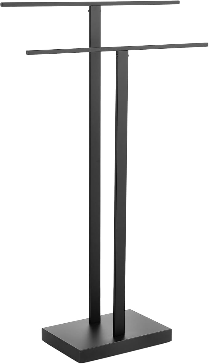 KES Free Standing Towel Rack Bathroom, Standing Towel Rack Floor with Weighted Base 2-Tier, Double Bath Towel Holder 18/8 Stainless Steel Matte Black, BTH231-BK