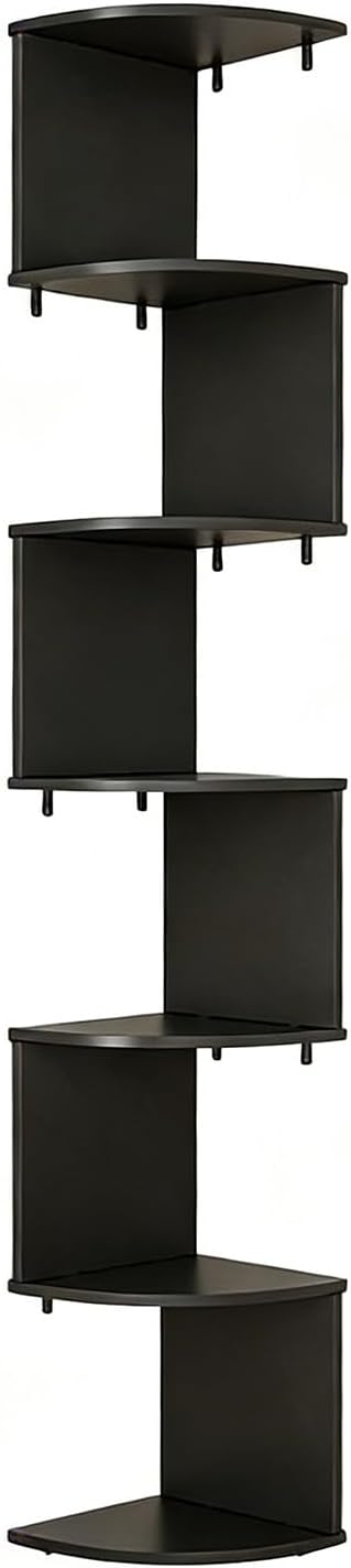 Modern Angled Design 7 Level Corner Shelf for Bathroom Bedroom Living Room Made of Durable Wood Plastic Board
