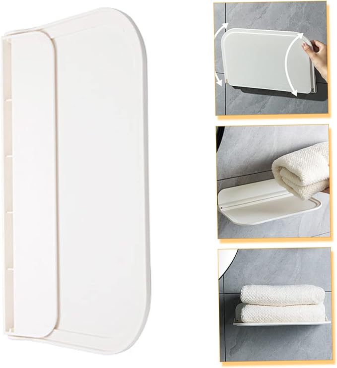 MAGICLULU Foldable Floating Wall Shelf for Bathroom Storage Space Saving Bathroom Wall Shelf Organizer for Towels Soap Toiletries and Small Items and Easy to Install