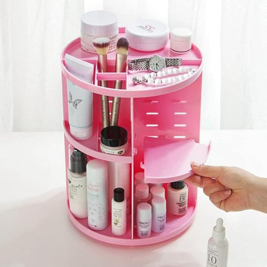 AFULILI Makeup Organizer Box 360° Rotating Perfume Stand Bathroom Storage Cosmetics Display Stand Space Saving and Large Capacity Case