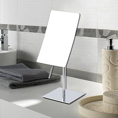 Table Standing Rectangular Vanity Makeup Mirror with 3X Magnification, High Adjustable, Made of 304 Stainless Steel, for Hotel Bathroom Polished Chrome