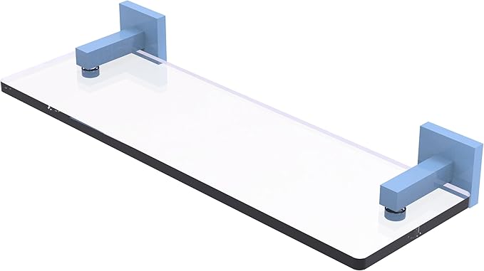 Allied Brass MT-1-16-FTB Montero Collection 16 Inch Glass Vanity Shelf with Beveled Edges, Flat Troll Blue