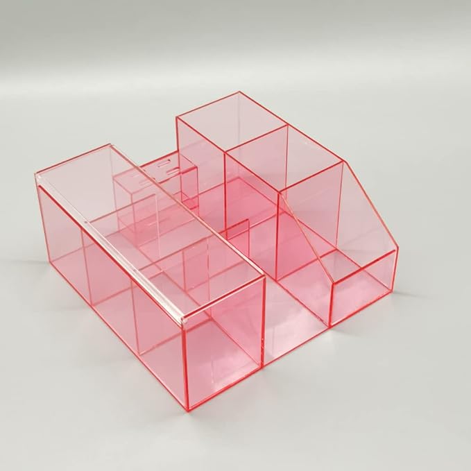 Large Capacity Empty Acrylic Storage Box, Eyelash Extension Supplies Accessories Tool Storage Display,Eyelash Grafting Beauty Makeup Tool Brush Kit Holder Display Rack Organizer (Transparent Pink)1