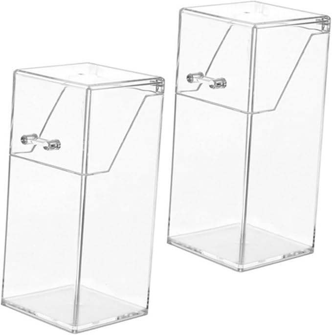Housoutil 2Pcs Acrylic Makeup Brush Holder Organizer with Lid Clear Makeup Organizer Pen Holder for Bathroom Dresser Vanity and Countertop