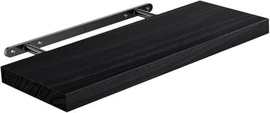 Shelf Rustic with Invisible Bracket,Wood Wall Shelf for Bathroom Farmhouse, Black