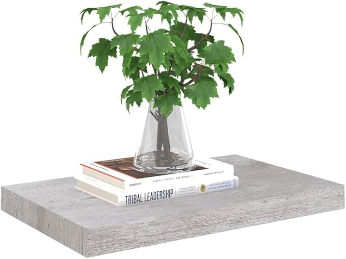 Floating Wall Shelf, Modern Honeycomb MDF Wood Shelves for Wall Storage, Textured Grey Minimalist Display Ledge for Living Room, Office, Bedroom, 19.7 x 9.1 x 1.5 in