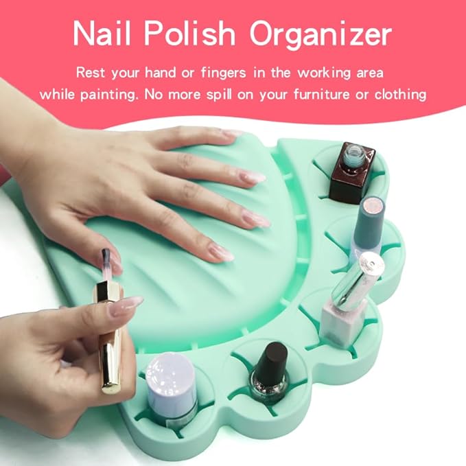 Anti Spill Free Tilt Nail Polish Bottle Holder, Home Fingernail Polish Stand Arm Rest Pad,Art Tool Nail Paint Tech Mat Polish Bottle Organizer Manicure Accessories