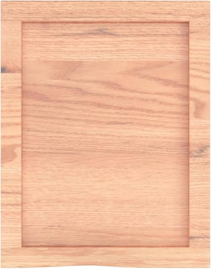 Light Brown Solid Oak Wood Bathroom Vanity Top with Live Edge 15.7"x19.7"x(0.8"-1.6") Treated Varnished Surface for Shelf Cabinet Desk Table Handmade Countertop Worktop