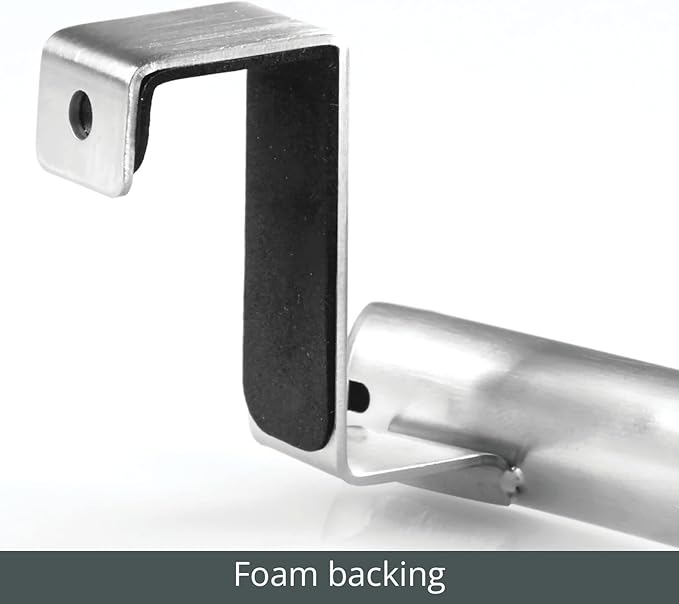 mDesign Steel Over Door Curved Towel Bar Storage, Hanger for Cabinet or Cupboard, Holder Rack for Kitchen, Bathroom - Holds Hand/Dish Towels, Washcloths - Spira Collection - 2 Pack - Chrome