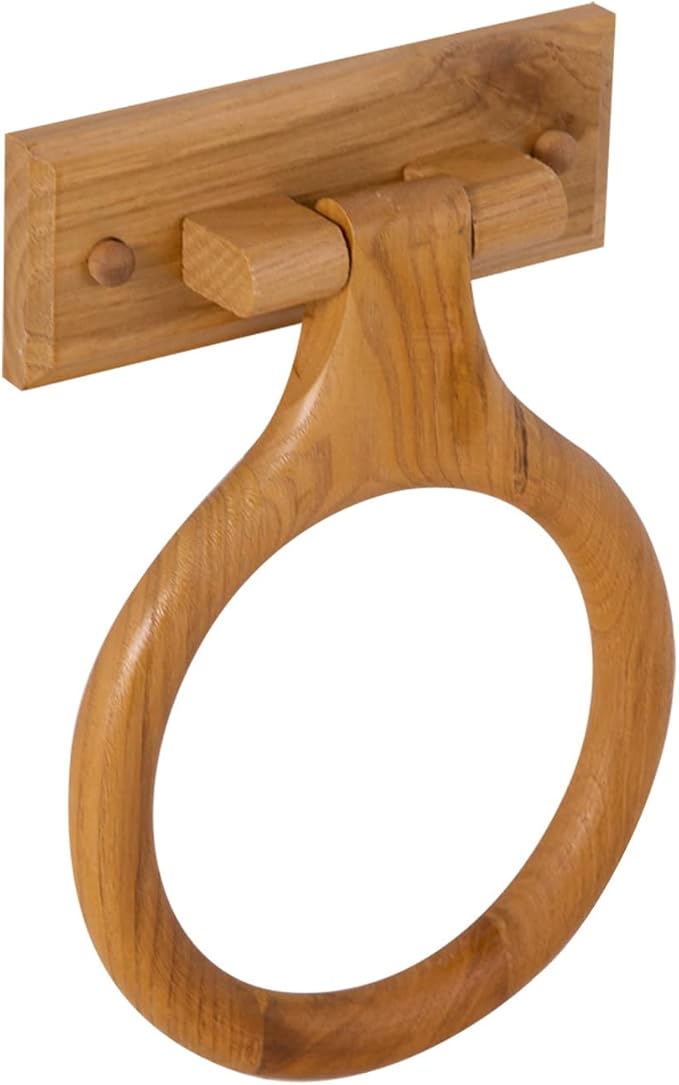 Design House Dalton Towel Ring, Concealed Mounting Hardware, Standard Wall Mount, Easy Installation, Wood, Honey Oak, 4 in L x 1.42 in W x 2.36 in H, Item 561191