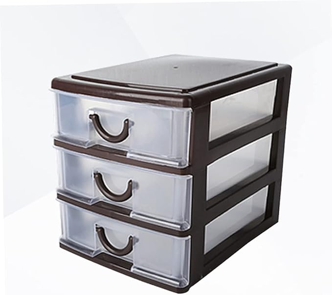Multifunctional Plastic Storage Box with Drawer Handle Translucent Desktop Organizer for Office Cosmetics and Sundries Compact 6.88X5.90X5.11 Inch
