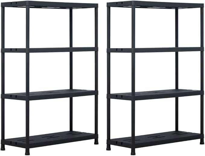 Storage Shelf Racks,Free Standing Storage Shelf, Modern Shelves for Kitchen Bathroom Warehouse, Office, Conference Room 2 Pcs Black 485 Lb 35.4"X15.7"X54.3" Plastic