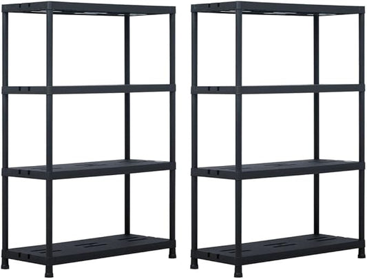 Storage Shelf Racks,Free Standing Storage Shelf, Modern Shelves for Kitchen Bathroom Warehouse, Office, Conference Room 2 Pcs Black 485 Lb 35.4"X15.7"X54.3" Plastic