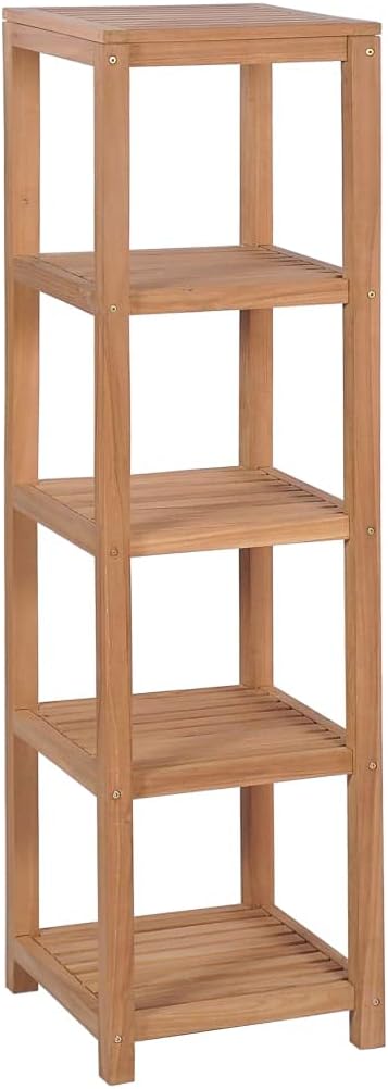 Tall Storage Rack with Four Shelves, Solid Teak Wood Bathroom Storage Rack for Organizing Towels and Toiletries