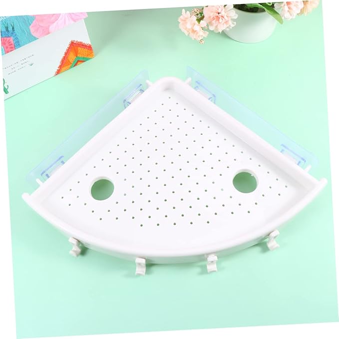 Triangle Bathroom Shelf with Suction Cup Traceless Storage Rack for Washing Supplies Easy-Clean Material Space-Saving Organizer for Home Decor White
