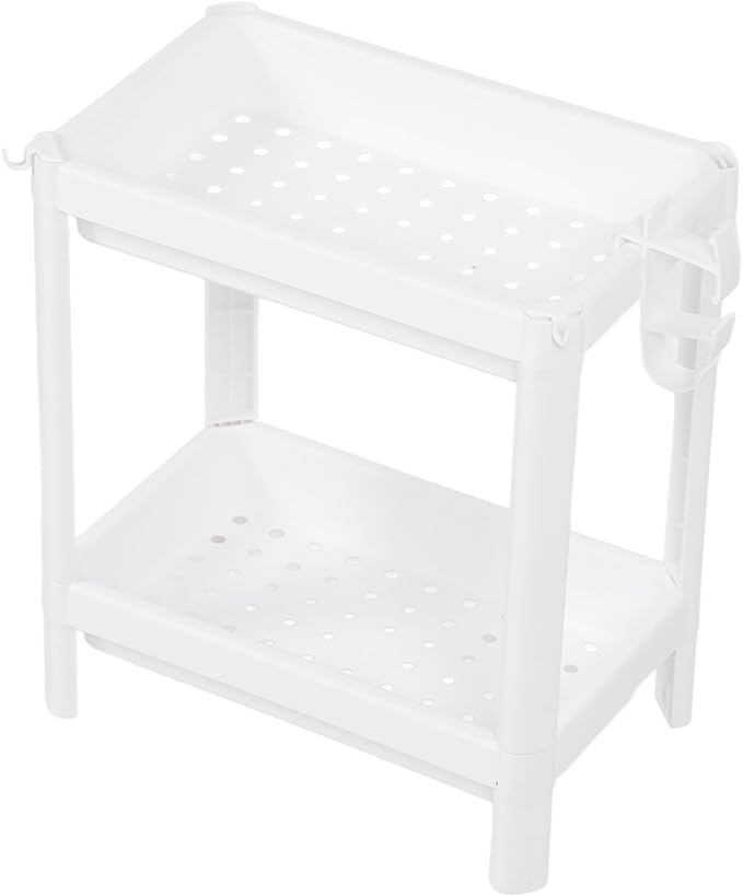 Narrow Freestanding Bathroom Shelf, Space Saving Storage Rack White Laundry Shelf for Bathroom Laundry Room Kitchen Bedroom Compact Areas (2 Tier)