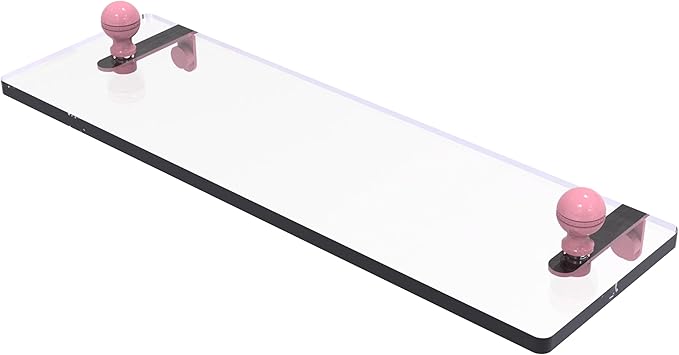 Allied Brass MA-1/16-PNK Mambo 16 Inch Glass Vanity Shelf with Beveled Edges, Pink