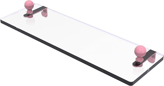Allied Brass MA-1/16-PNK Mambo 16 Inch Glass Vanity Shelf with Beveled Edges, Pink