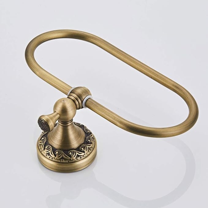 Aothpher Brass Towel Ring Oval Contemporary Bathroom Hand Towel Holder Wall Mounted,Antique Brass Finish