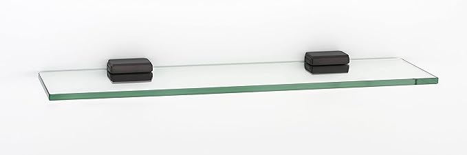 Alno Cube Series 18" Glass Shelf with Brackets - Polished Brass / No Lacquer