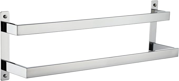 KOKOSIRI Towel Bars Bath Towel Holders 20-Inch Chrome Bathroom 2-Tiers Ladder Towel Rails Wall Mounted Towels Shelves Rack Polished Stainless Steel, B5008CH-L20