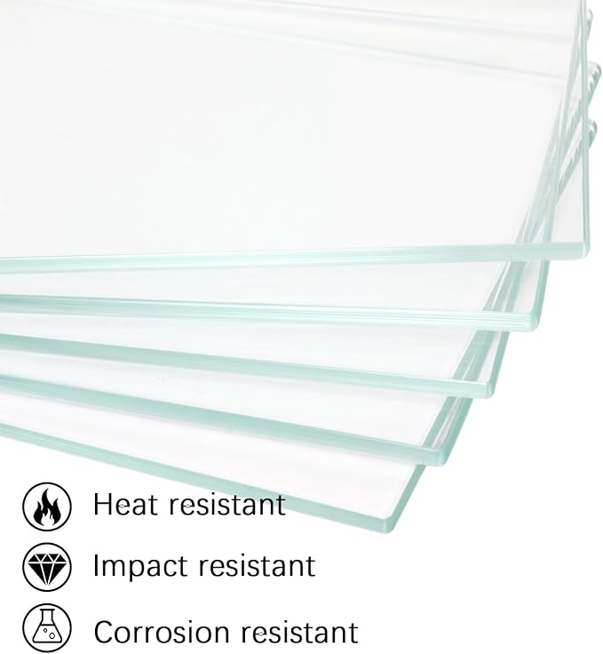 12" x 46" 5-PCS Tempered Glass Shelf, Rectangular Frameless Glass Shelves - 3/16" Thick, Suitable for Bookshelves, Display Cases, Retail Fixtures and Tabletops