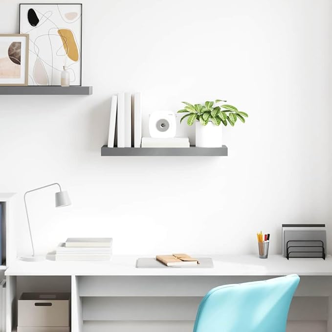 Modern Floating Wall Shelf, 23.6-inch Rectangular Wall Mounted Storage Organizer with Metal Frame, Decorative MDF Display Shelves for Living Room, Bedroom, Office, Grey