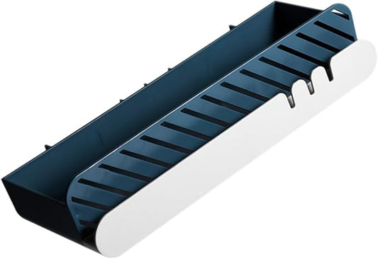 Self-Adhesive Bathroom Wall Shelf Hanging Storage Rack for Bathroom Kitchen Durable Blue Organizer for Toiletries Sundries Easy to Install Smooth Surfaces