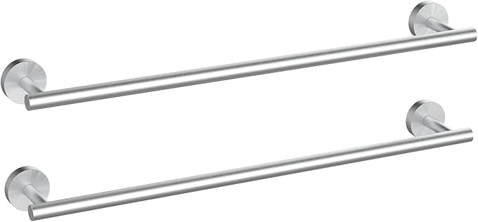 Newfun 24 Inch Brushed Nickel Bathroom Towel Holder, 2Pcs Towel Bar for Bathroom Rod Classic SUS304 Stainless Steel Towel Racks Wall Mounted