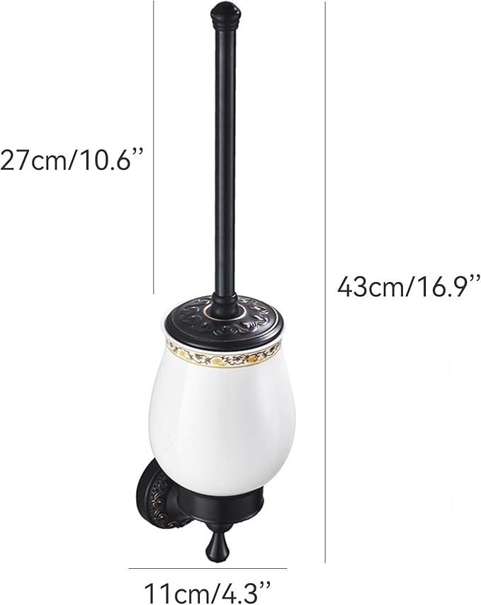 Oil Rubble Bronze Brass Bath Toilet Brush Holder Set, Wall Mounted Black Bathroom Hardware Accessories, Pattern Carving Design