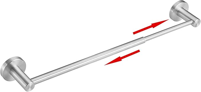 Retractable #304 Stainless Steel Towel Bar, Single bar or Double bar Optional,Adjustable Length from 16 inches to 28.9 Inches (Brushed Nickel, Single Towel Bar)