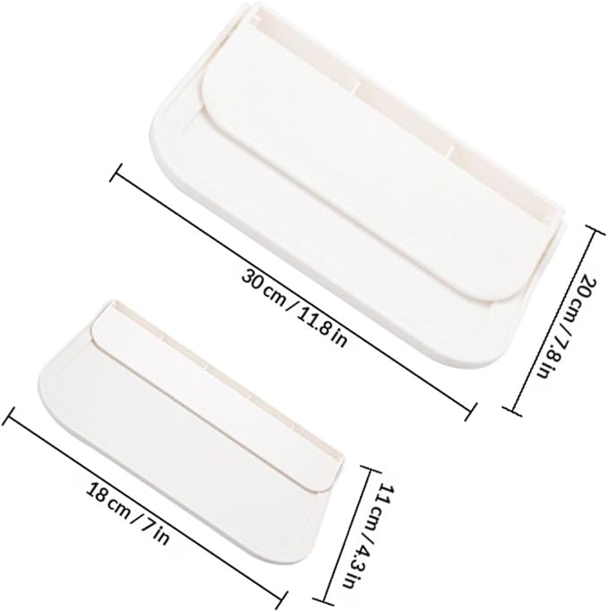 2pcs Foldable Bathroom Adhesive Wall Mounted Shelves for Towels and Soap Storage, Compact Space-Saving Bathroom Organizer Rack, Small and Large Size, Water-Resistant Plastic