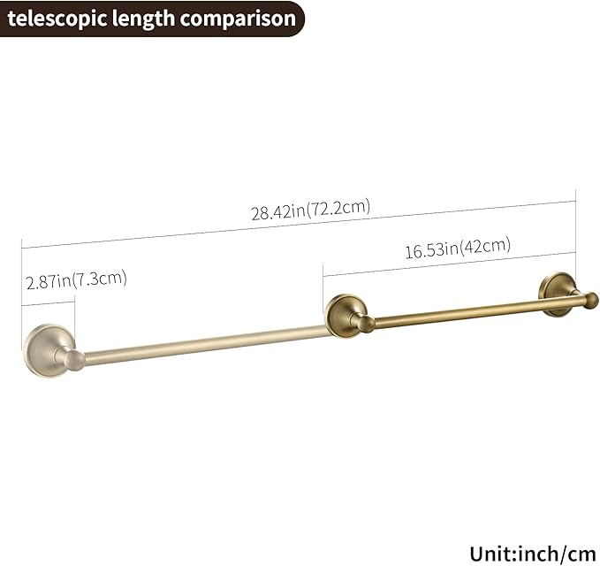 Leyden Antique Brass Towel Bar, Adjustable Towel Holder Rod Brass Towel Rack Bathroom Accessories Wall Mount