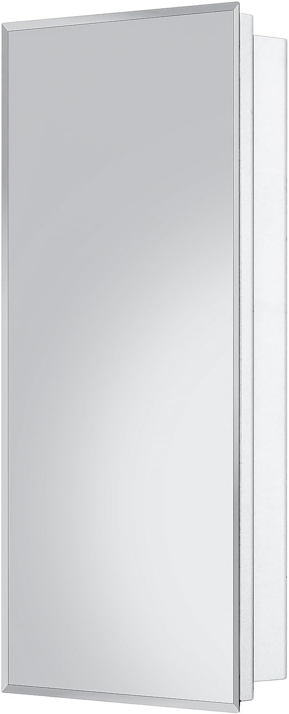 Fundin White Medicine Cabinet Recessed or Surface Mount, Bathroom Medicine Cabinet with 20 x 36 Mirror Size and Adjustable Staggered Shelves
