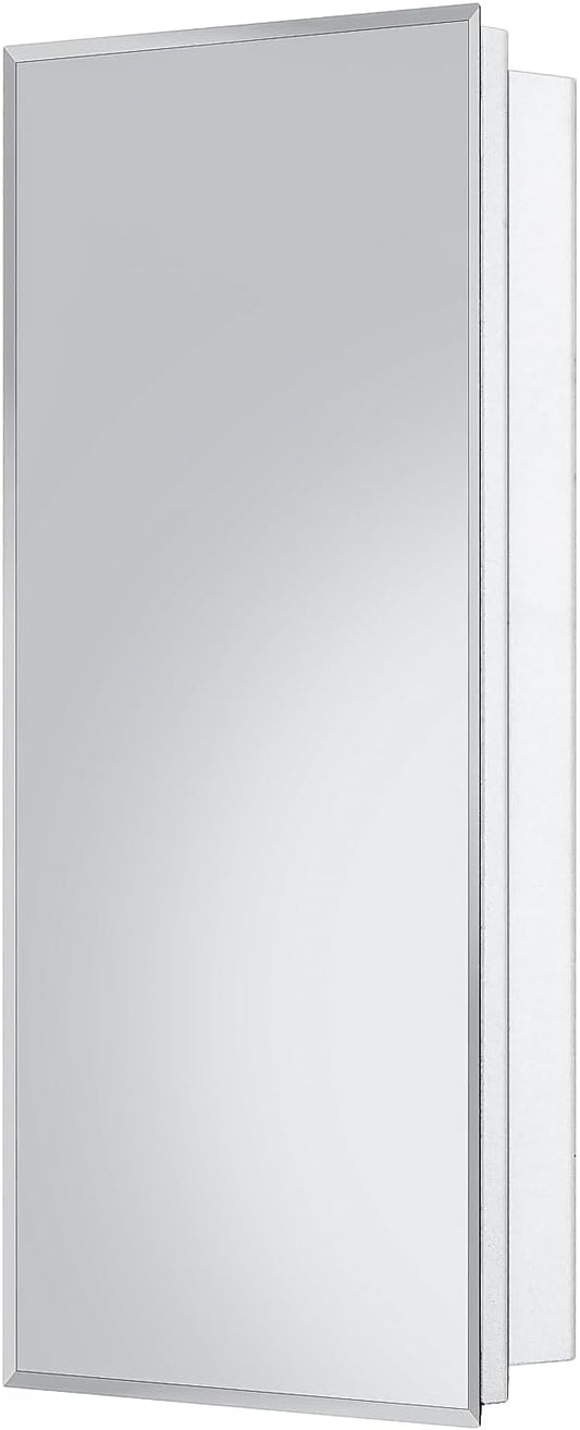 Fundin White Medicine Cabinet Recessed or Surface Mount, Bathroom Medicine Cabinet with 20 x 36 Mirror Size and Adjustable Staggered Shelves