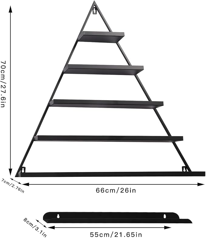 Wall-Mounted Nail Polish Rack, Set of 6 Triangular Black Nail Polish Shelf Lipstick Perfume Cosmetic Display Shelf for Home Spa Nail Salon Shop