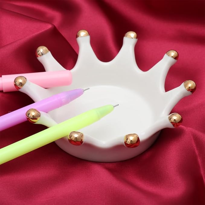 minkissy Crown Shape Phototherapy Pen Storage Rack Uv Gel Pen Display Plate Manicure Palette for Nail Art Color Mixing and Photo Props 3.93X3.93X1.18In