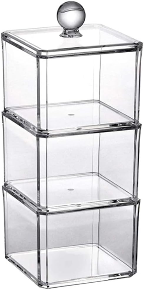 Holibanna Clear Makeup Remover Storage Box with Lid Acrylic Cotton Pad Organizer for Bathroom Vanity and Cosmetic Display Case 9.05X3.62X3.62 Inches
