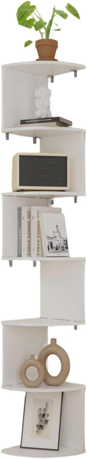 Modern Angled Design 7 Level Corner Shelf for Bathroom Bedroom Living Room Made of Durable Wood Plastic Board