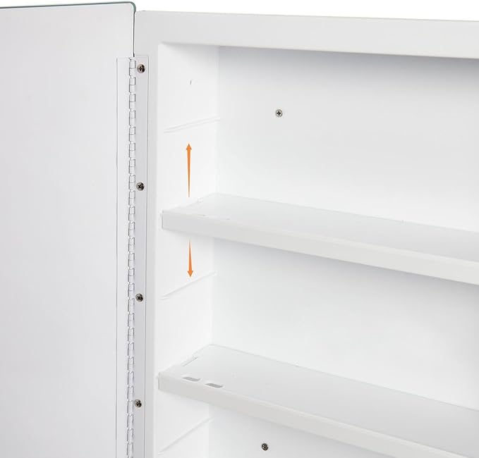 IDYLLOR Plastic Bathroom Medicine Cabinet with Framed Mirror 16 x 22 inch, Surface and Recessed Mount