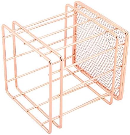 Fdit Makeup Storage Basket Organizer Rose Gold Iron Cosmetic Storage Holder Desktop Decor Household Woman Girl Lady(B)