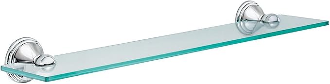 Moen DN8490CH Preston Collection 19.5-Inch Wide x 4-Inch Deep Decorative Glass Bathroom Vanity Shelf, Chrome