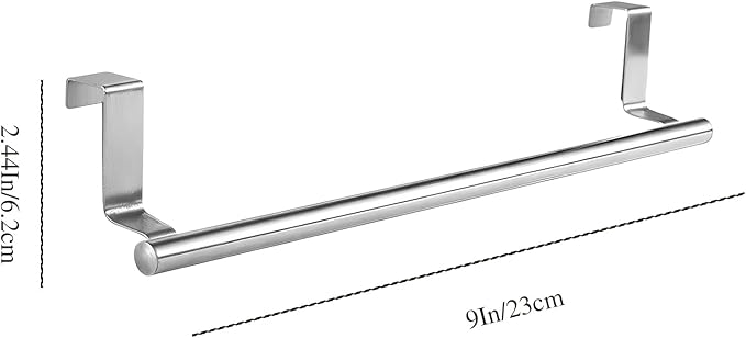 2Pack 9Inch Stainless Steel Over Cabinet Door Towel Bar Holders(Silver)