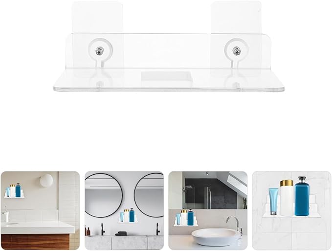 Acrylic Floating Wall Shelf Bathroom Storage Rack Organizer for Toiletries Kitchen Bedroom Office Transparent Modern Mounted Display