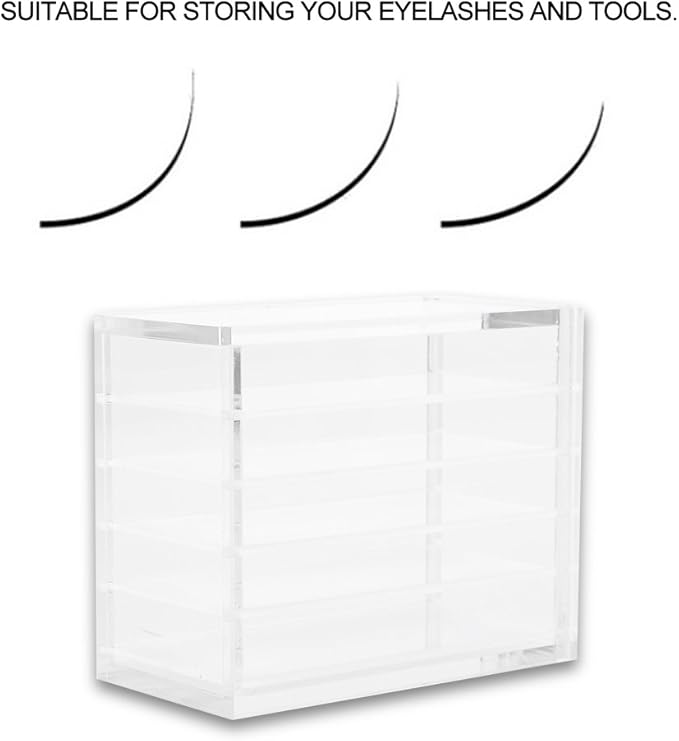 Sonew Acrylic Cosmetic Storage Makeup Organizer Clear Eyelash Storage Box Eyelashes Glue Pallet Holders 5 Layers Grafting Eyelash Extension Tool