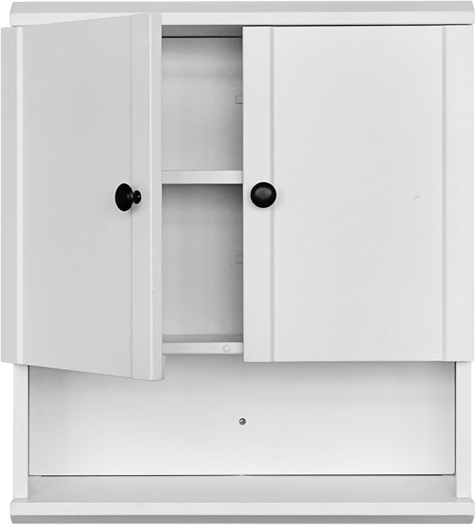 Fundin White Bathroom Wall Metal Cabinet with Hidden Tissue Slot & Adjustable Shelves, Over The Toilet Storage Cabinet for Bathroom Laundry Room