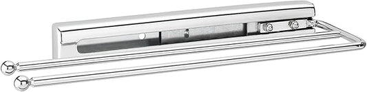 Rev-A-Shelf Under Sink Cabinet Kitchen Bathroom Prong Pullout Extendable 2 Prong Standard Size Towel Bar Organizer, Chrome, 563-51-C