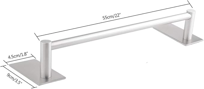 Bathroom Towel Bar Towel Holder,ULIFESTAR Strong 3M Self Adhesive Hand Towel Holder,Wall Mounted Stainless Steel Towel Rack for Bathroom,Kitchen Dish Cloths Hanger,Brushed Nickel (22'')
